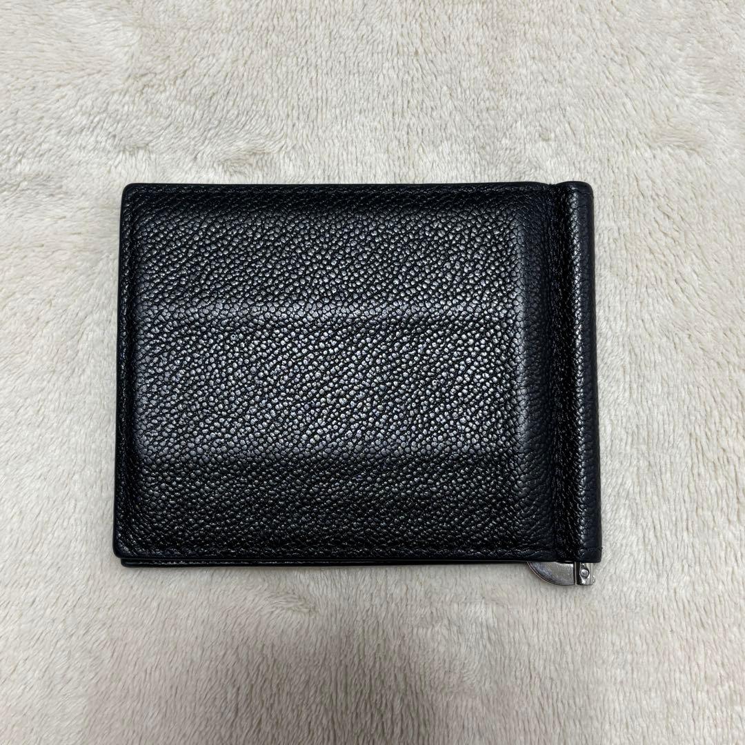 PRADA ブラック レザー マネークリップ 三角ロゴプレート