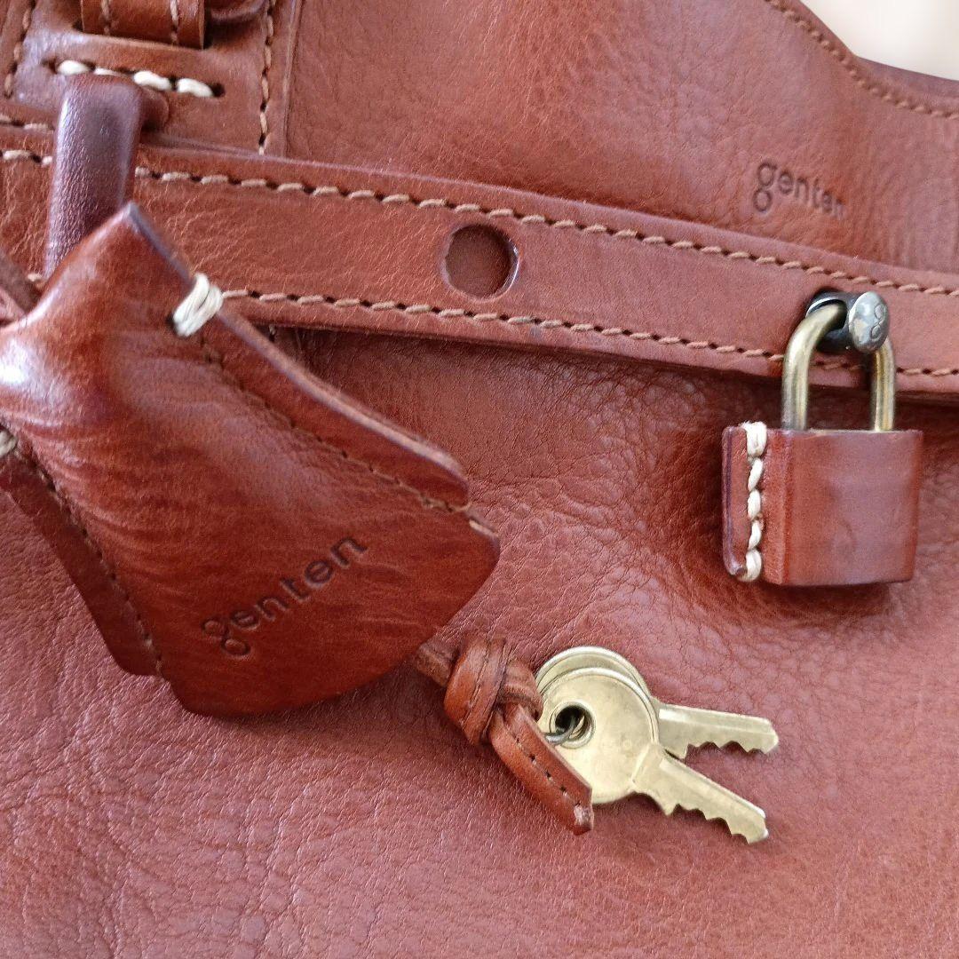 ゲンテン　トートバッグ　 ロック・鍵収納チャーム付き　 ブラウン