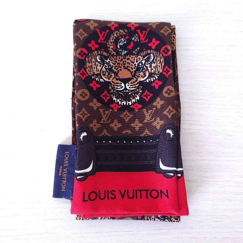 LOUIS VUITTON バンドー モノグラム×ヒョウ柄 シルク100%
