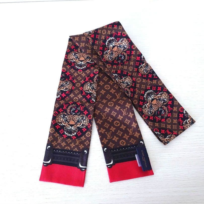 LOUIS VUITTON バンドー モノグラム×ヒョウ柄 シルク100%