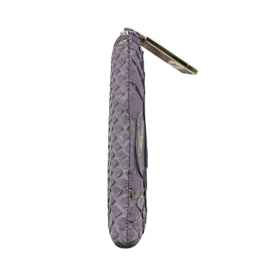 未使用級　アタオ　リモ　長財布　パイソン　薄紫　箔　薄紫　ロゴ　幸運を呼び込む