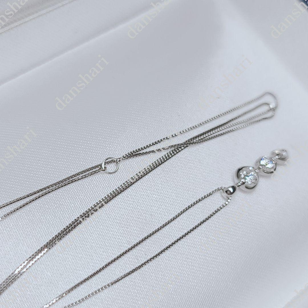 Pt900.850/人気デザイン/スリーストーン/上質ダイヤネックレス16万円