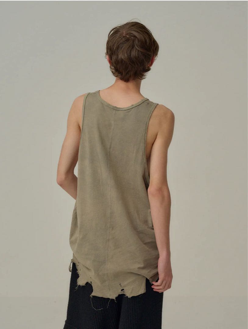 トップス 25SUMMER ANCELLM DAMAGED TANK TOP GRAY