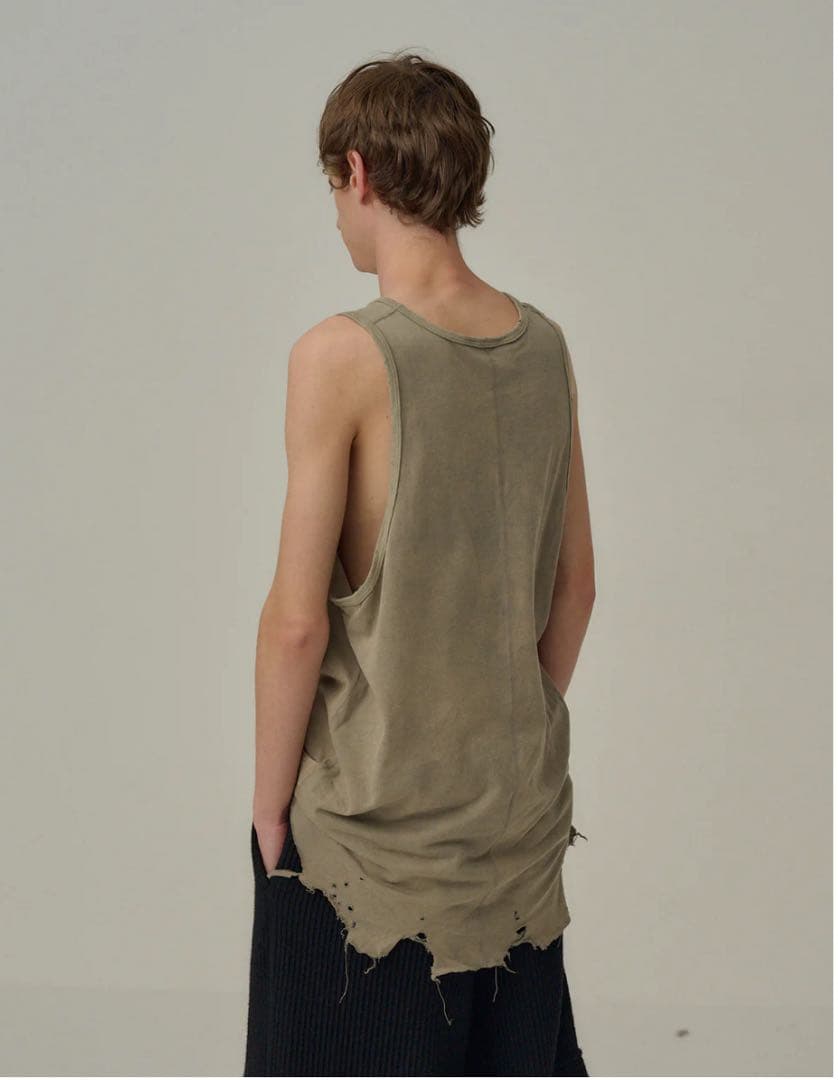 トップス 25SUMMER ANCELLM DAMAGED TANK TOP GRAY