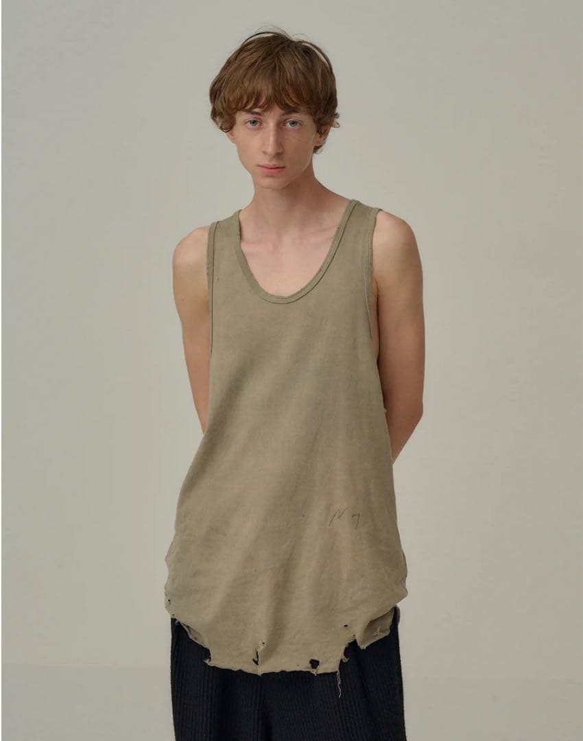トップス 25SUMMER ANCELLM DAMAGED TANK TOP GRAY
