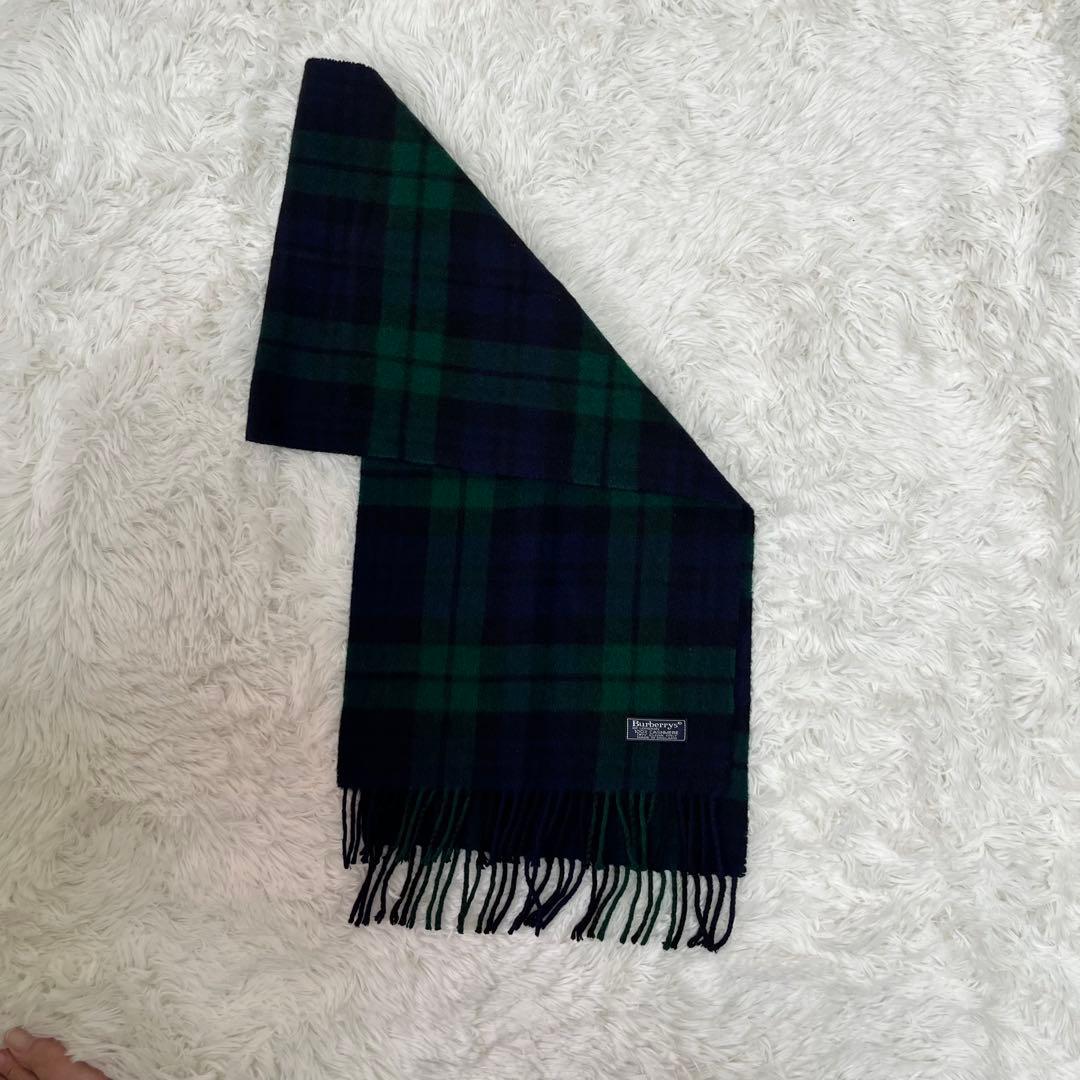 ア*ル様 Burberrys バーバリーズ カシミヤマフラー 英国製 ブラックウ