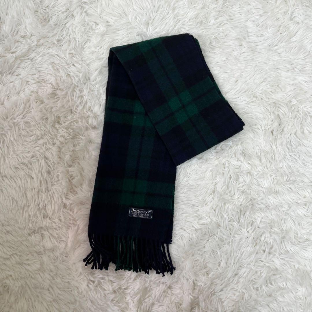 ア*ル様 Burberrys バーバリーズ カシミヤマフラー 英国製 ブラックウ