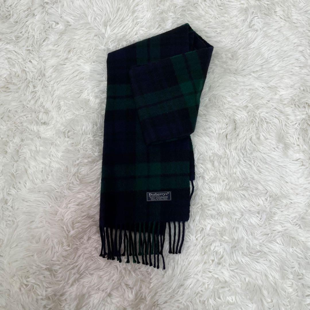 ア*ル様 Burberrys バーバリーズ カシミヤマフラー 英国製 ブラックウ