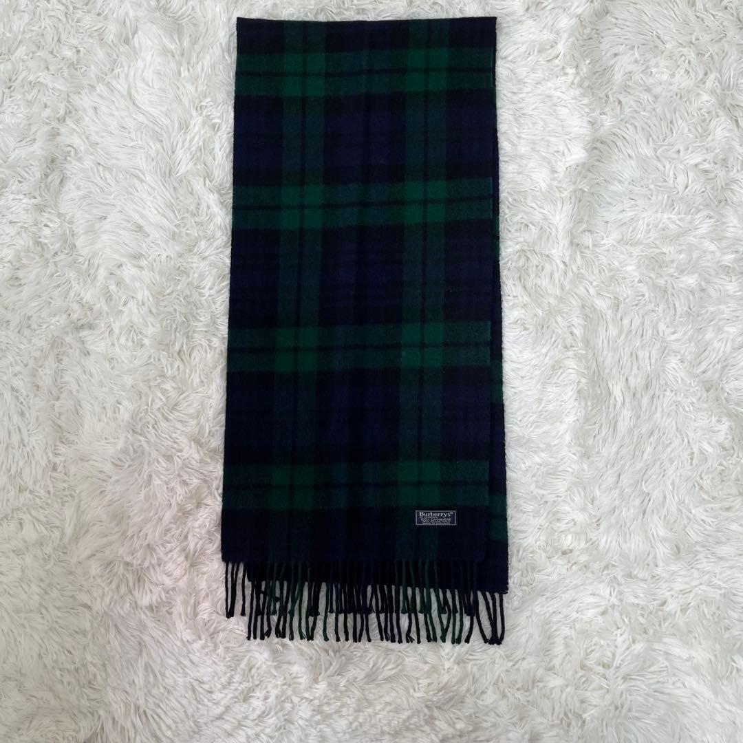 ア*ル様 Burberrys バーバリーズ カシミヤマフラー 英国製 ブラックウ