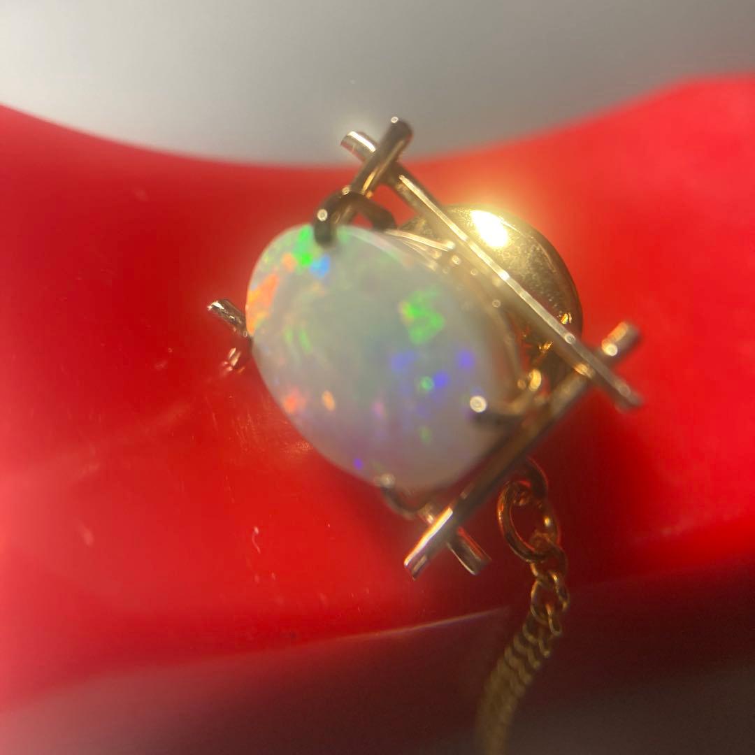 (=^▽^)σ現地でk18(18金)の金具で製作したオパールタイピン