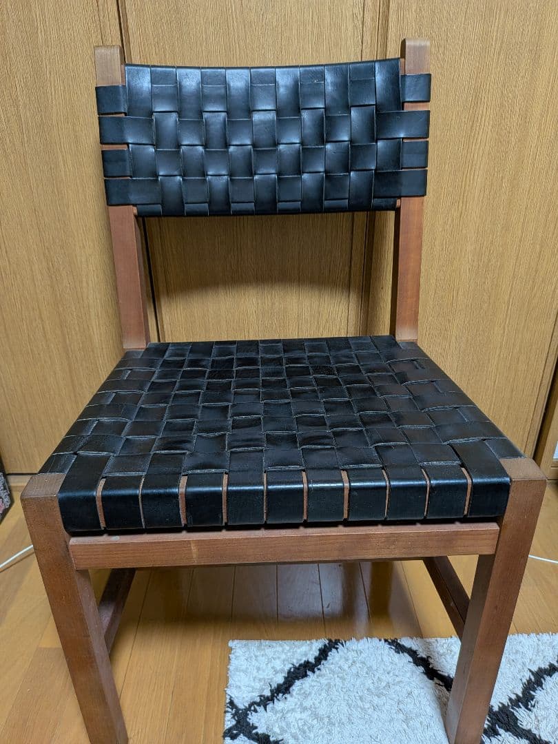 ​【希少/廃盤】北の住まい設計社 ラスティックチェア (チェリー/黒本革)