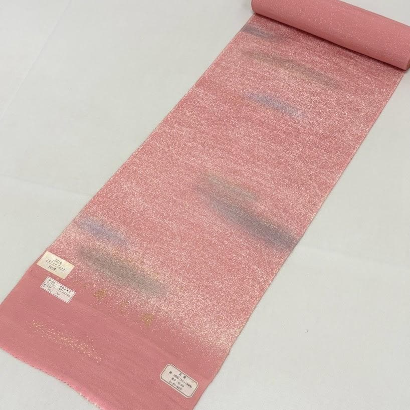 ゆりのはな　色無地着尺　寿光織　反物　着尺　ボカシ染め　金糸入り　正絹　B904