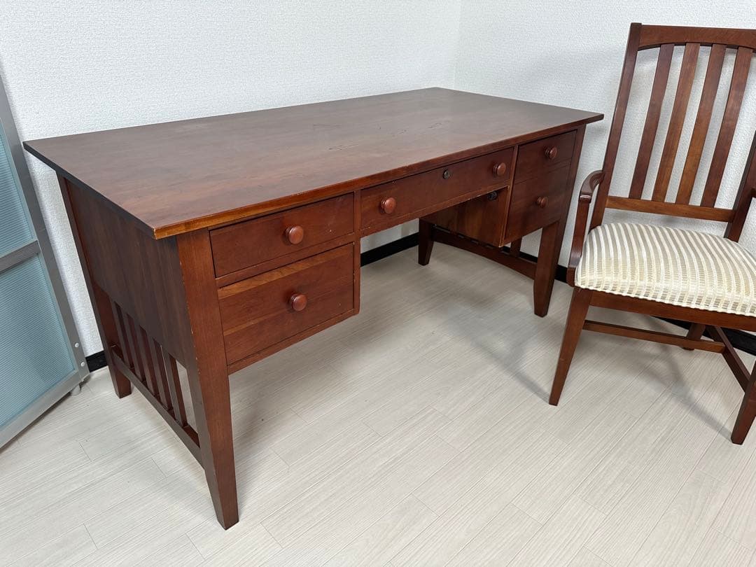 イーセンアーレン 書斎デスク 学習机 事務机 両袖デスク 勉強机 鍵付※iso※