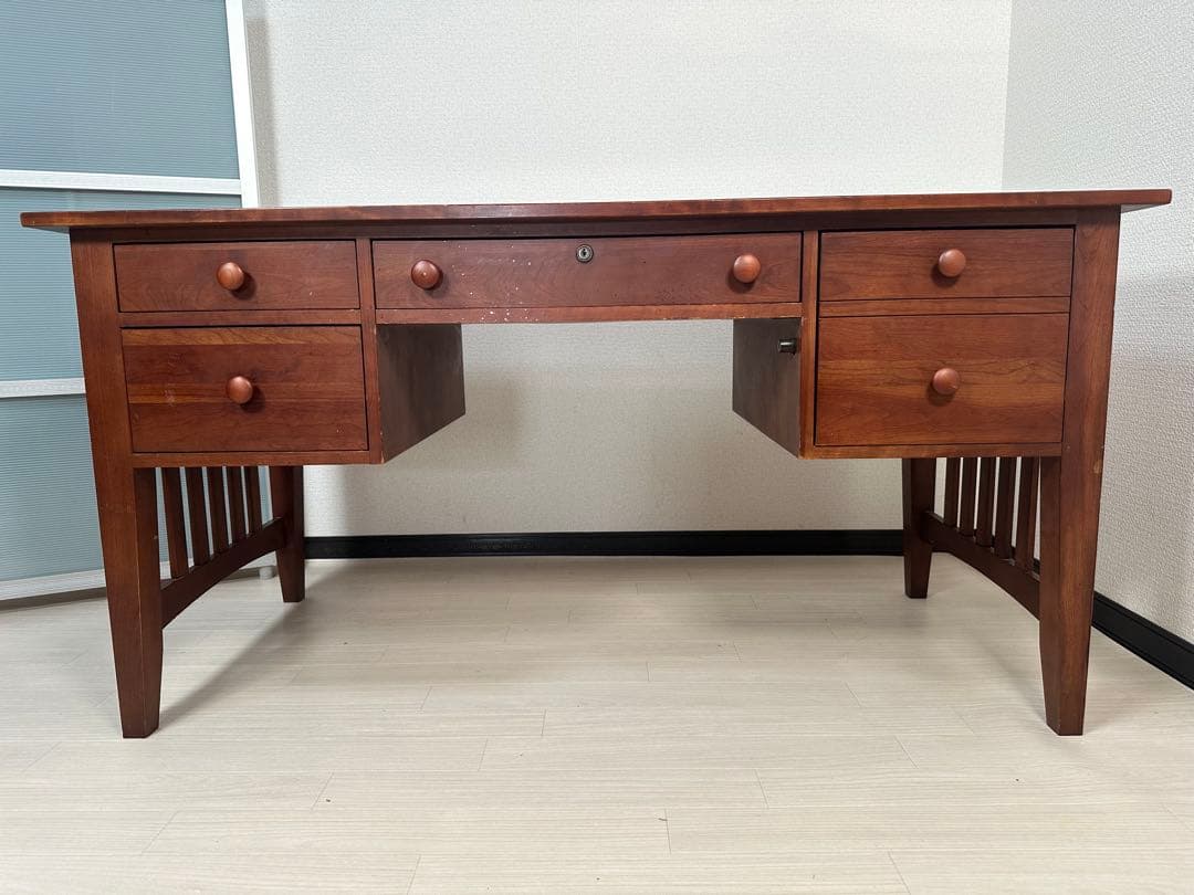 イーセンアーレン 書斎デスク 学習机 事務机 両袖デスク 勉強机 鍵付※iso※