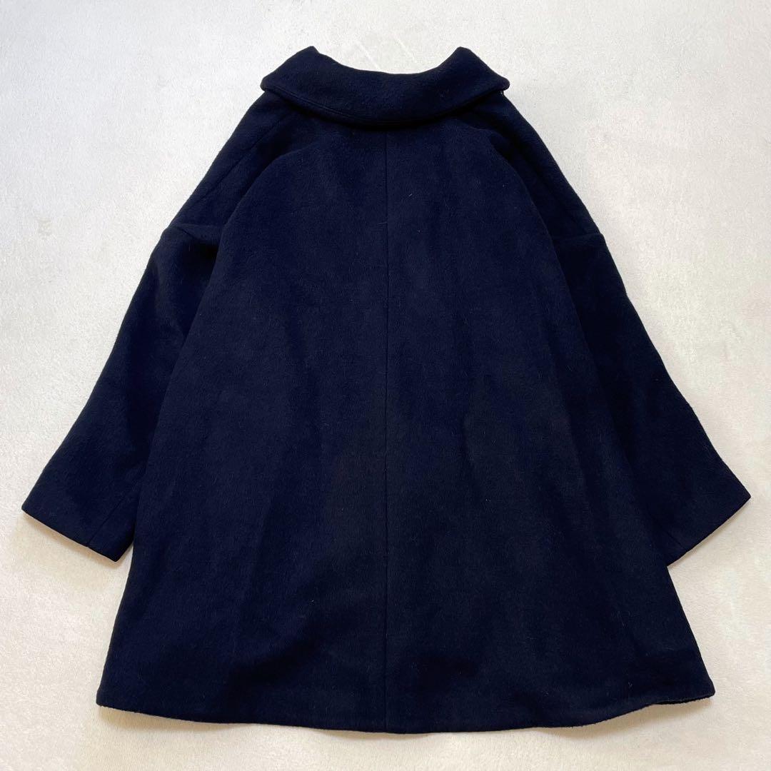 エンフォルド ショートビーバー Aラインコート ウール ネイビー 38 ゆったり