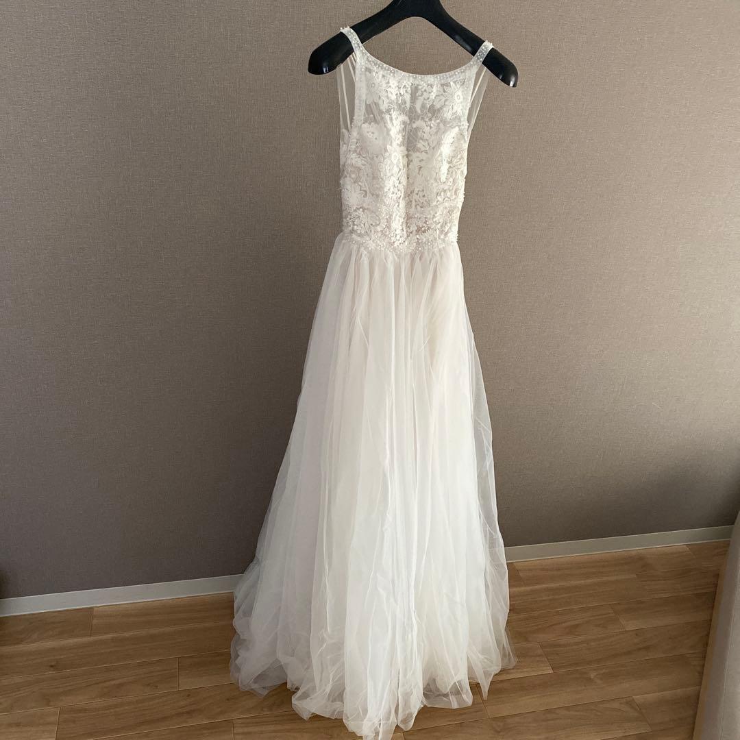 美品 アーバンブランシュ ウェディングドレス ホルターネック チュール