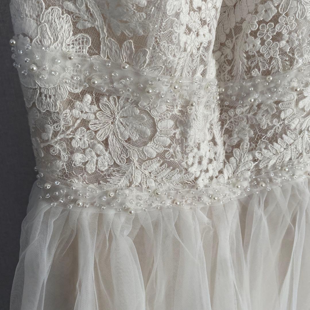 美品 アーバンブランシュ ウェディングドレス ホルターネック チュール