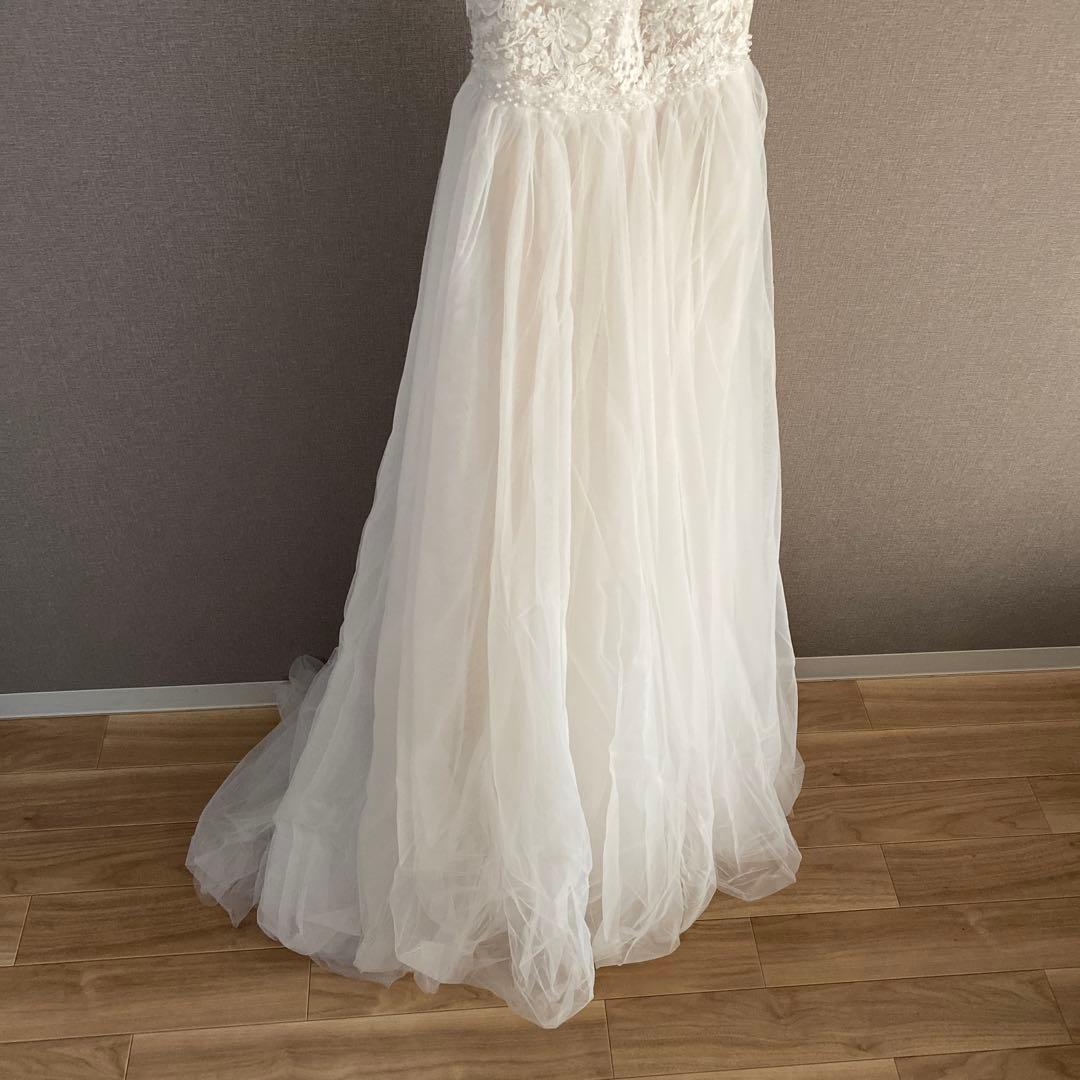 美品 アーバンブランシュ ウェディングドレス ホルターネック チュール