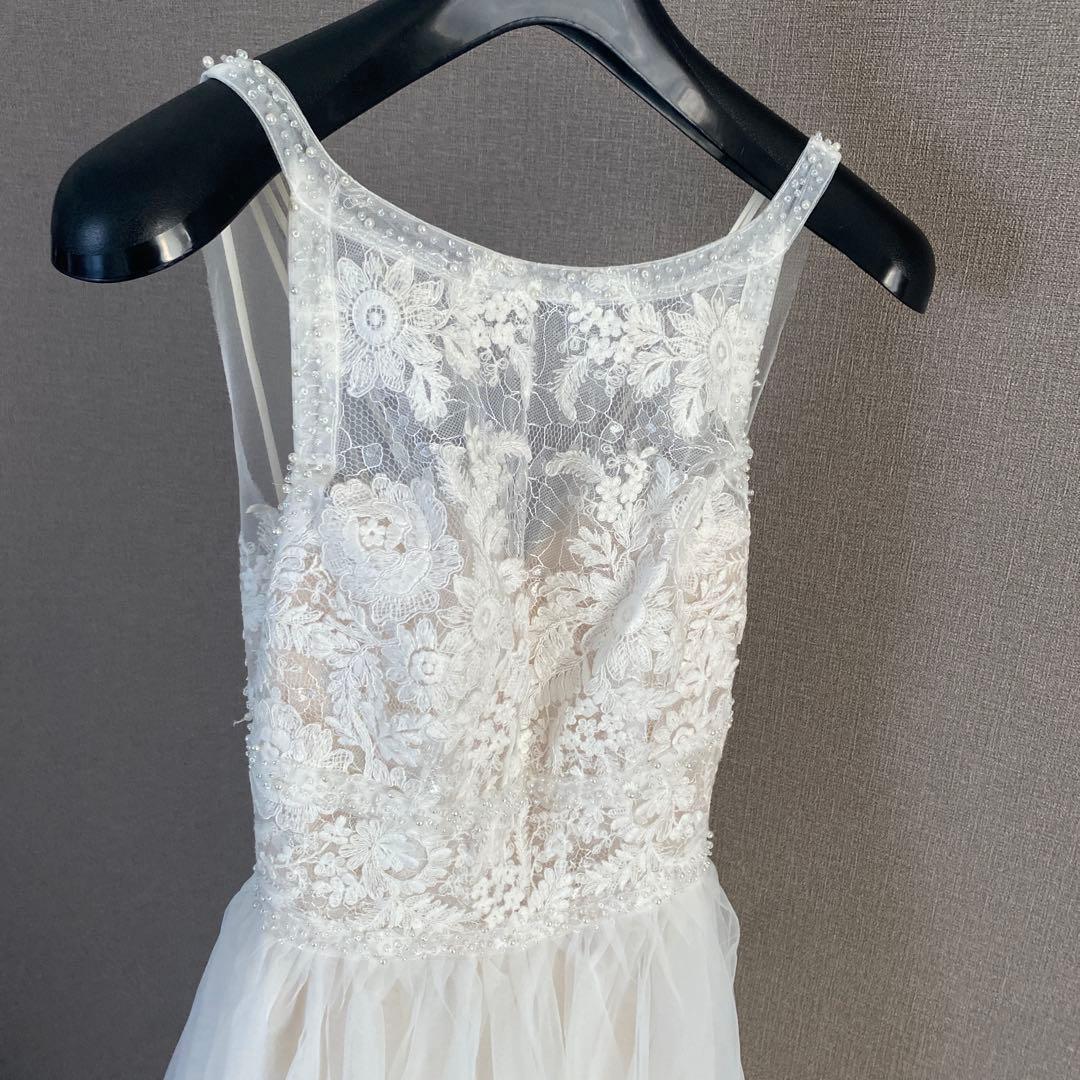 美品 アーバンブランシュ ウェディングドレス ホルターネック チュール
