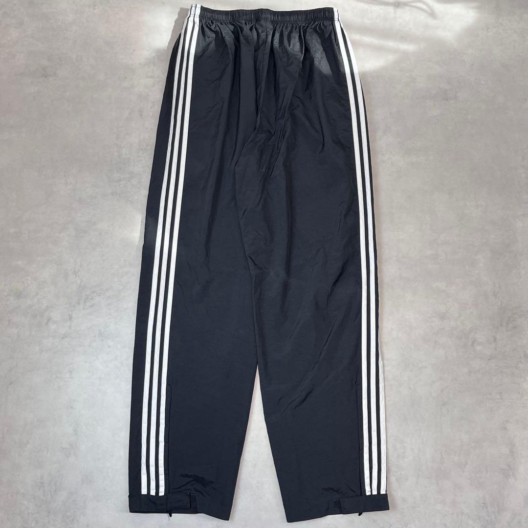 00s adidas バギートラックパンツ 3ライン 刺繍ロゴ ブラック XL