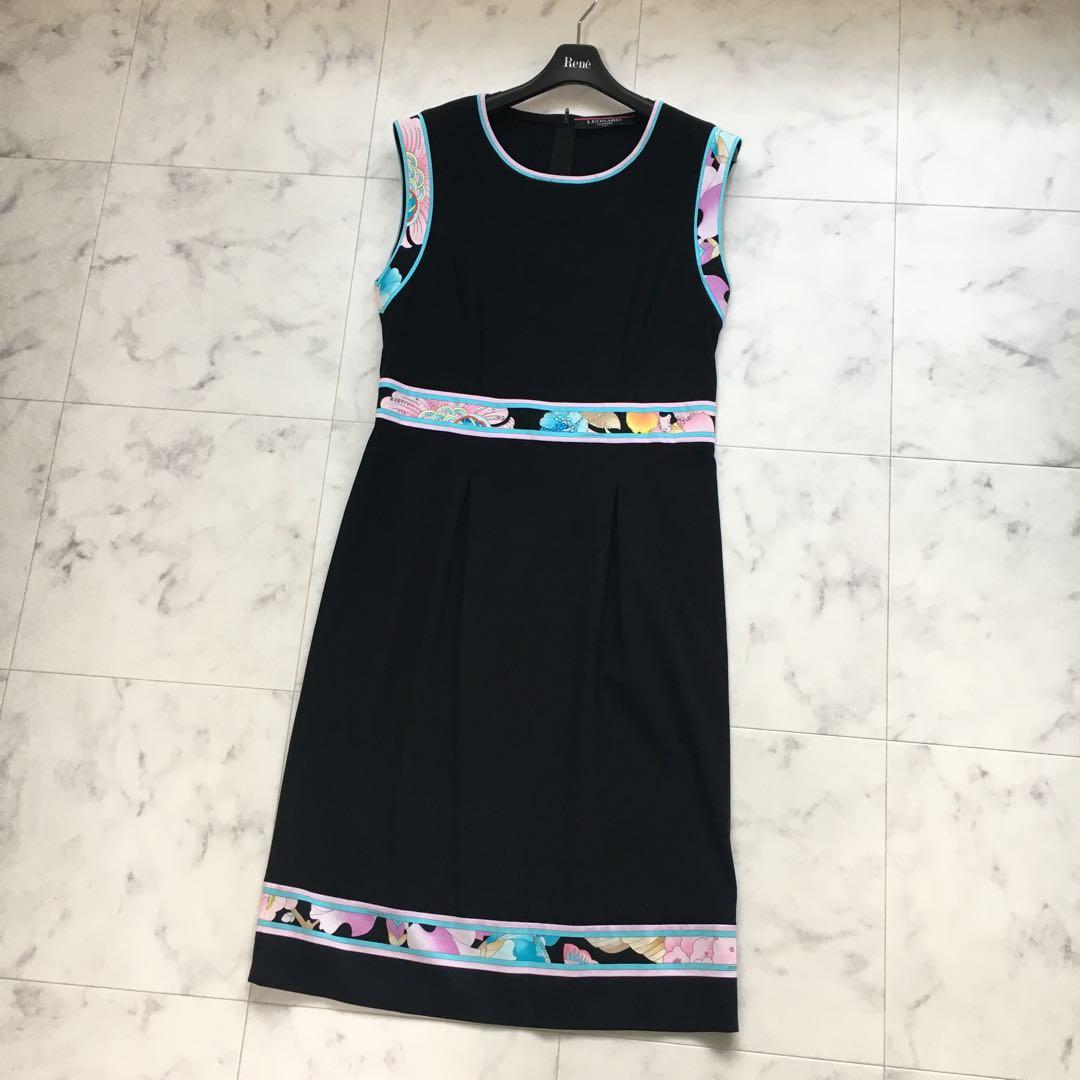 美品　LEONARD レオナール コットン　ストレッチ　ワンピース　L