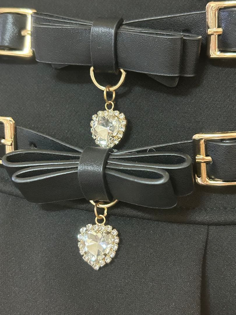 LIZLISA リズリサ 2連リボンベルトスカパン ブラック