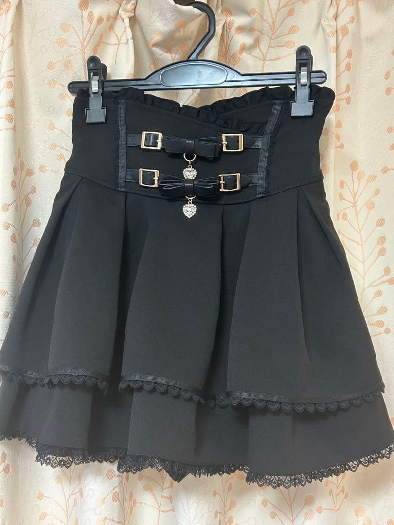 LIZLISA リズリサ 2連リボンベルトスカパン ブラック