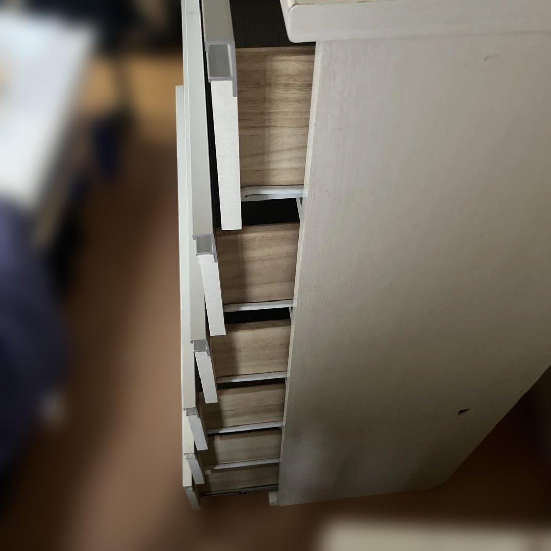 日本製 チェスト 6段 幅80 ワイド ハイタイプ 大容量 白 ホワイト