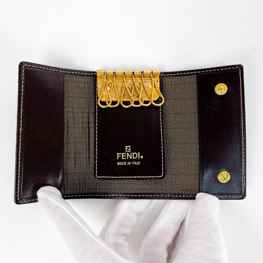 【美品】 フェンディ キーケース ズッカ キャンバス　レザー 6連 箱付