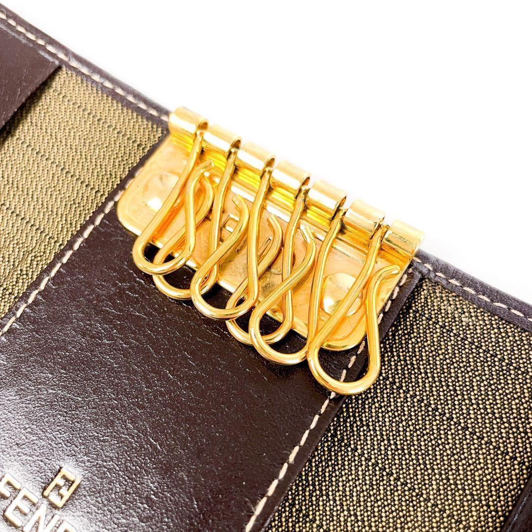 【美品】 フェンディ キーケース ズッカ キャンバス　レザー 6連 箱付