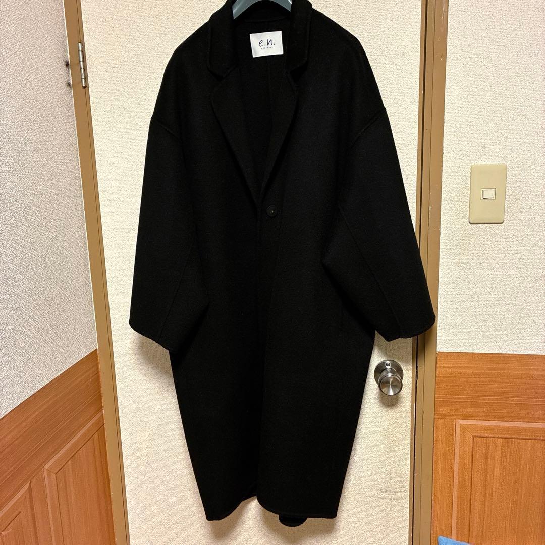 evernavyリバー ロング コクーン ウールコート M サイズ　ブラック