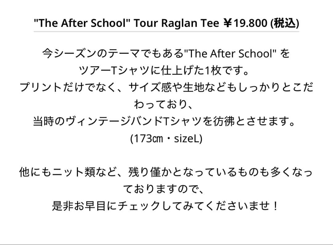 DAIRIKU ダイリク 22aw The After School ラグランT