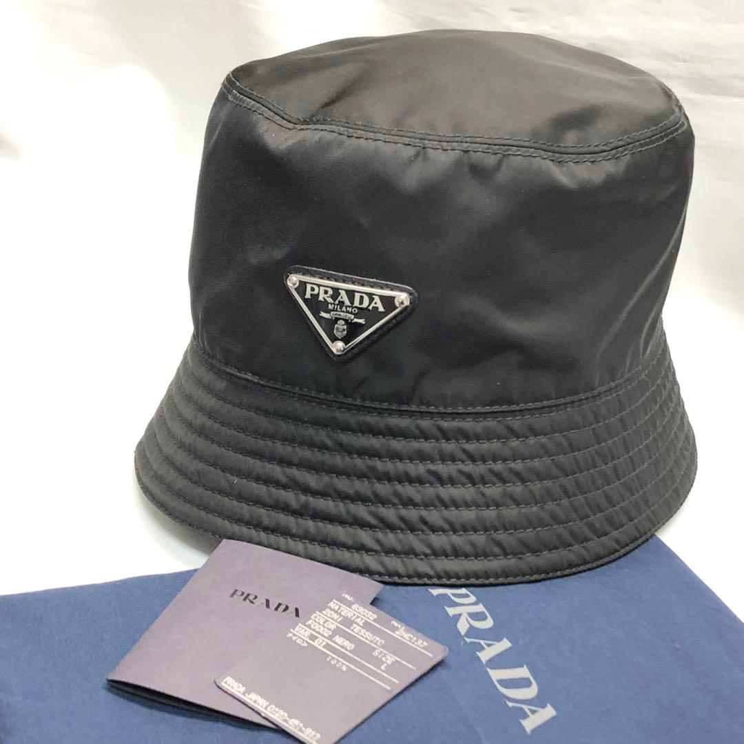 美品✨　PRADA Re-Nylon 三角プレート　ナイロン　バケットハット　Ｌ