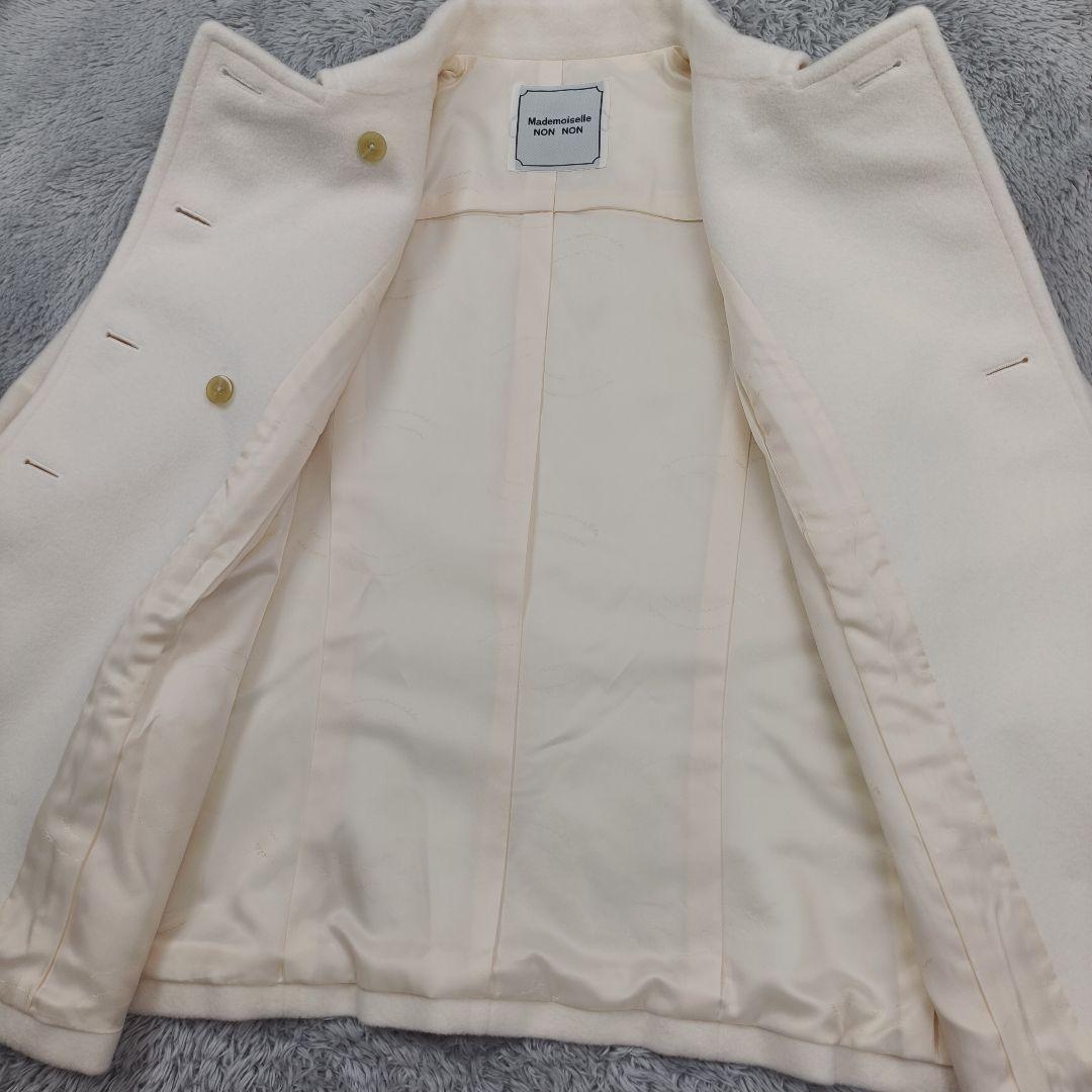 未使用級 マドモアゼルノンノン アンゴラ60% ピーコート Pコート 白 M