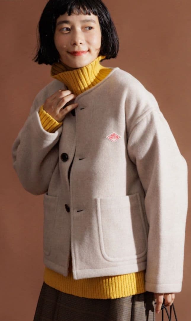 DANTON ノーカラージャケット 新品　ベージュ　36