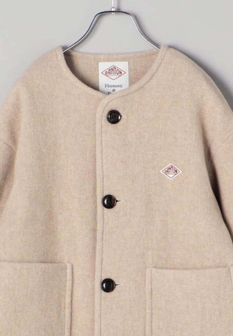 DANTON ノーカラージャケット 新品　ベージュ　36