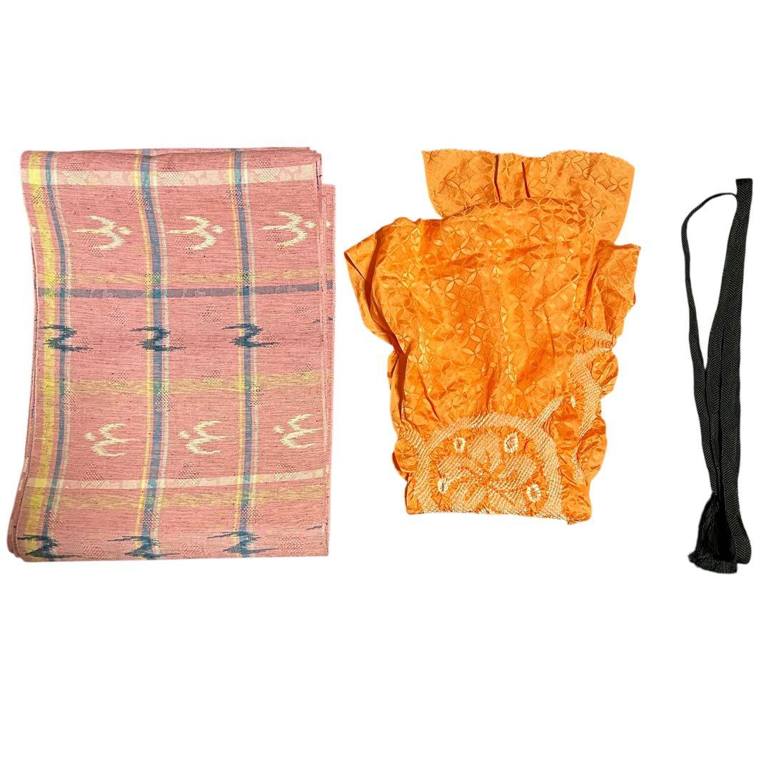 ト*ー様 未使用近い　美品　袷　正絹　上質紬　龍郷柄　小紋　フルセット　琉球絣柄