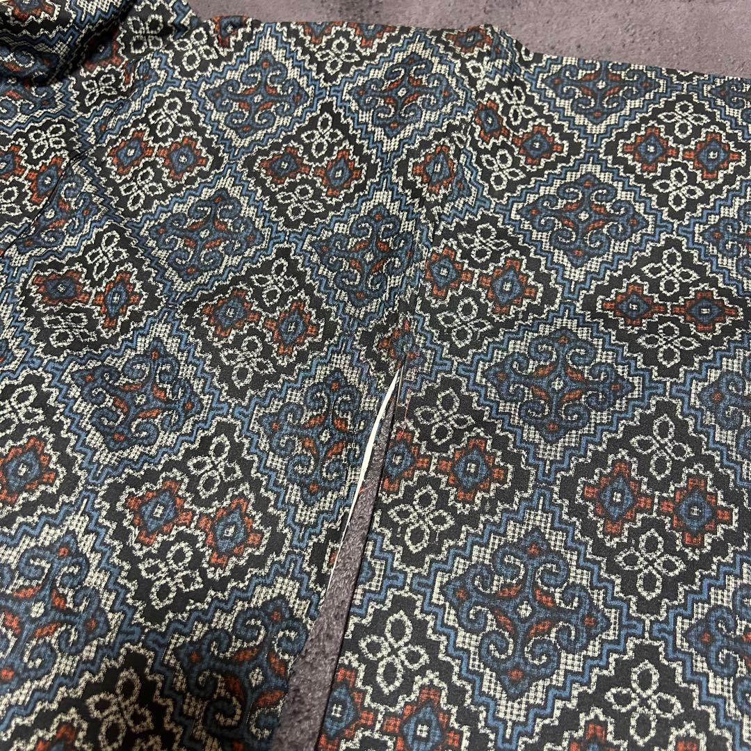 ト*ー様 未使用近い　美品　袷　正絹　上質紬　龍郷柄　小紋　フルセット　琉球絣柄