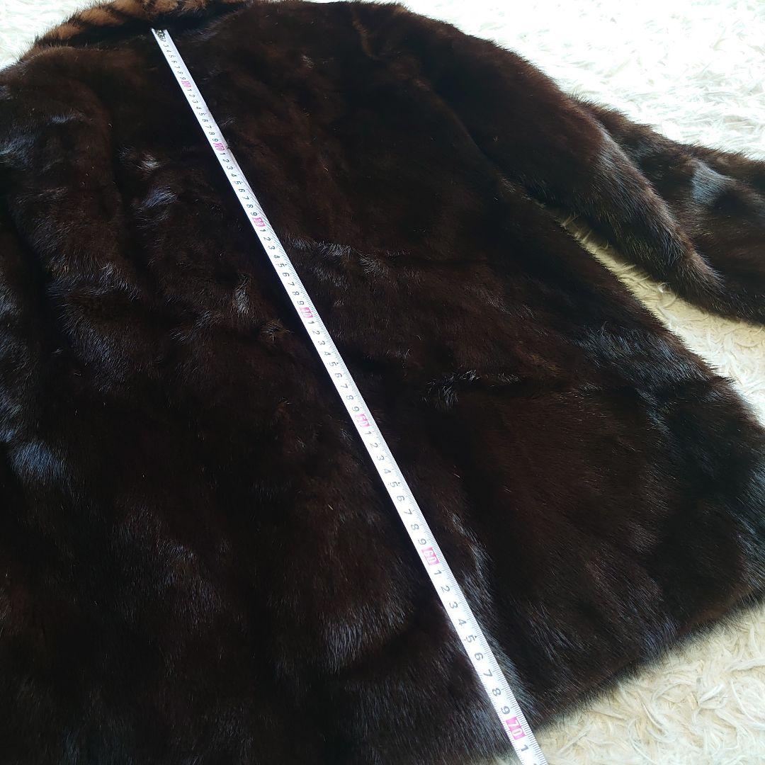 【美品】ミンク リアルファー 切り替え 毛皮ジャケット ミドルコート 11号