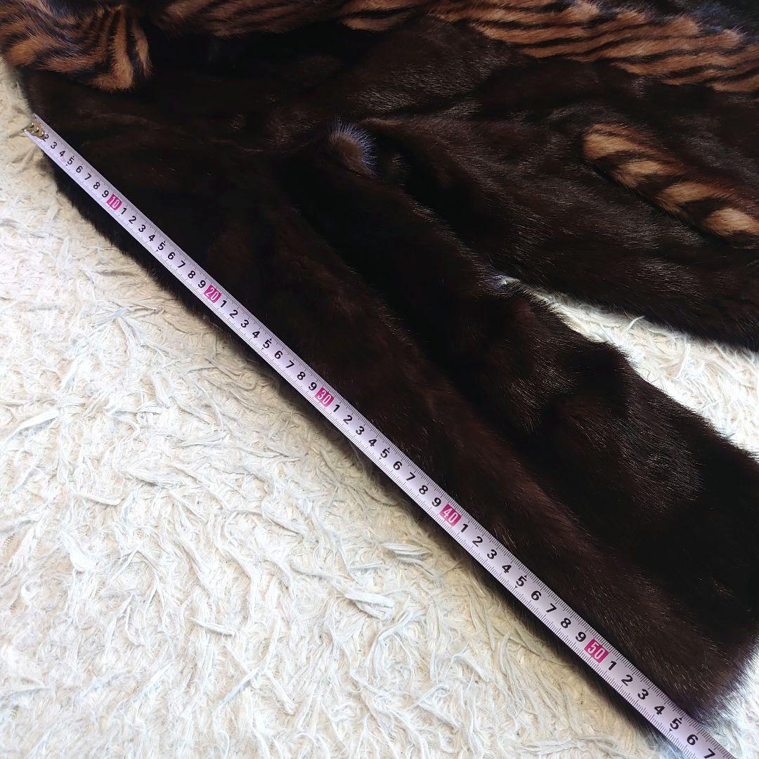 【美品】ミンク リアルファー 切り替え 毛皮ジャケット ミドルコート 11号