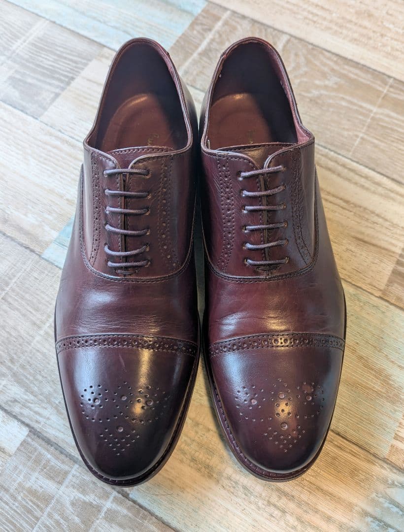 イタリア製 バーガンディ 内羽根 レザー シューズ size7