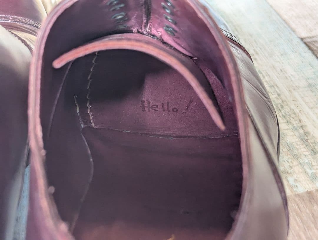 イタリア製 バーガンディ 内羽根 レザー シューズ size7