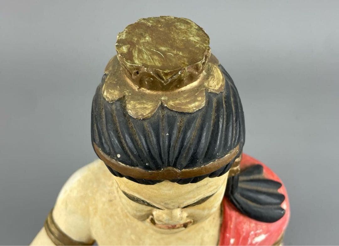 時代物 木彫彩色 不動明王坐像 木製 骨董品 古美術品 置物 東洋彫刻