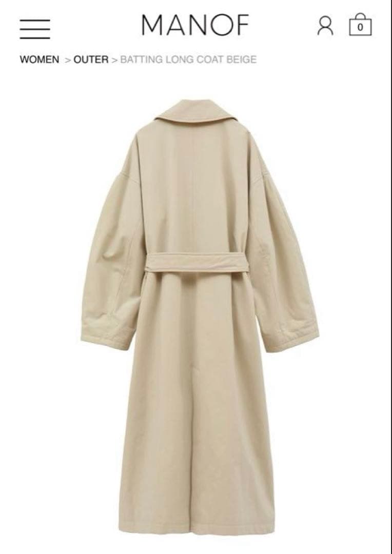 MANOF マノフBATTING LONG COAT中綿ステンカラーコート