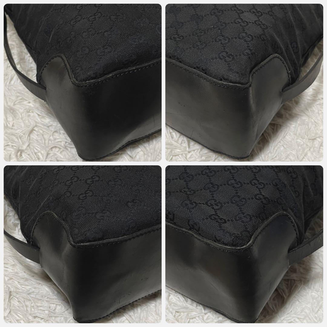 【美品】GUCCI グッチ　トートバッグ　キャンバス　レザー　ブラック　大容量