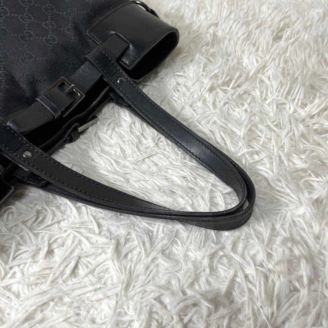 【美品】GUCCI グッチ　トートバッグ　キャンバス　レザー　ブラック　大容量