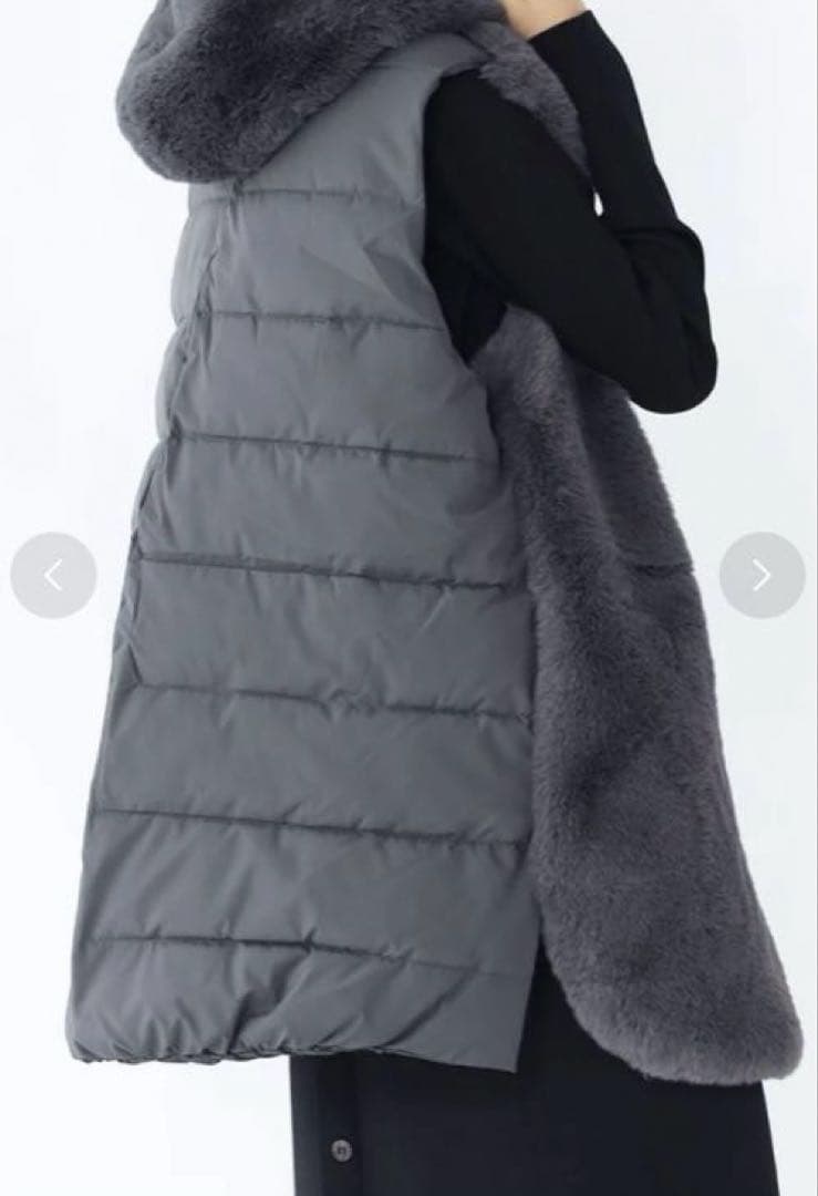 【新品】Aga エコファーベスト （チャコールグレー）