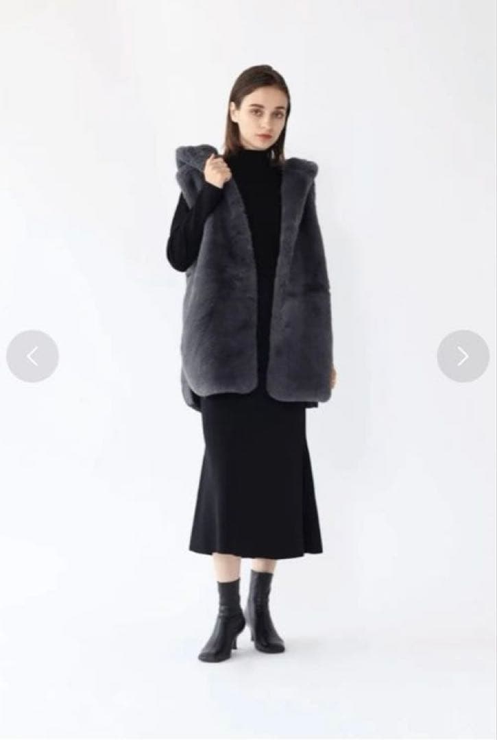 【新品】Aga エコファーベスト （チャコールグレー）