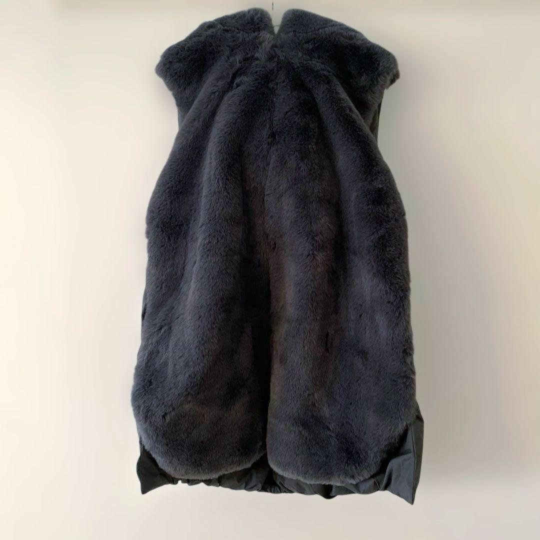 【新品】Aga エコファーベスト （チャコールグレー）