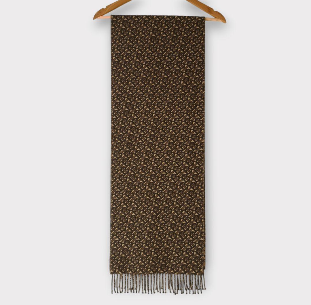 美品 BURBERRY カシミヤマフラー TBロゴ ブラウン 希少